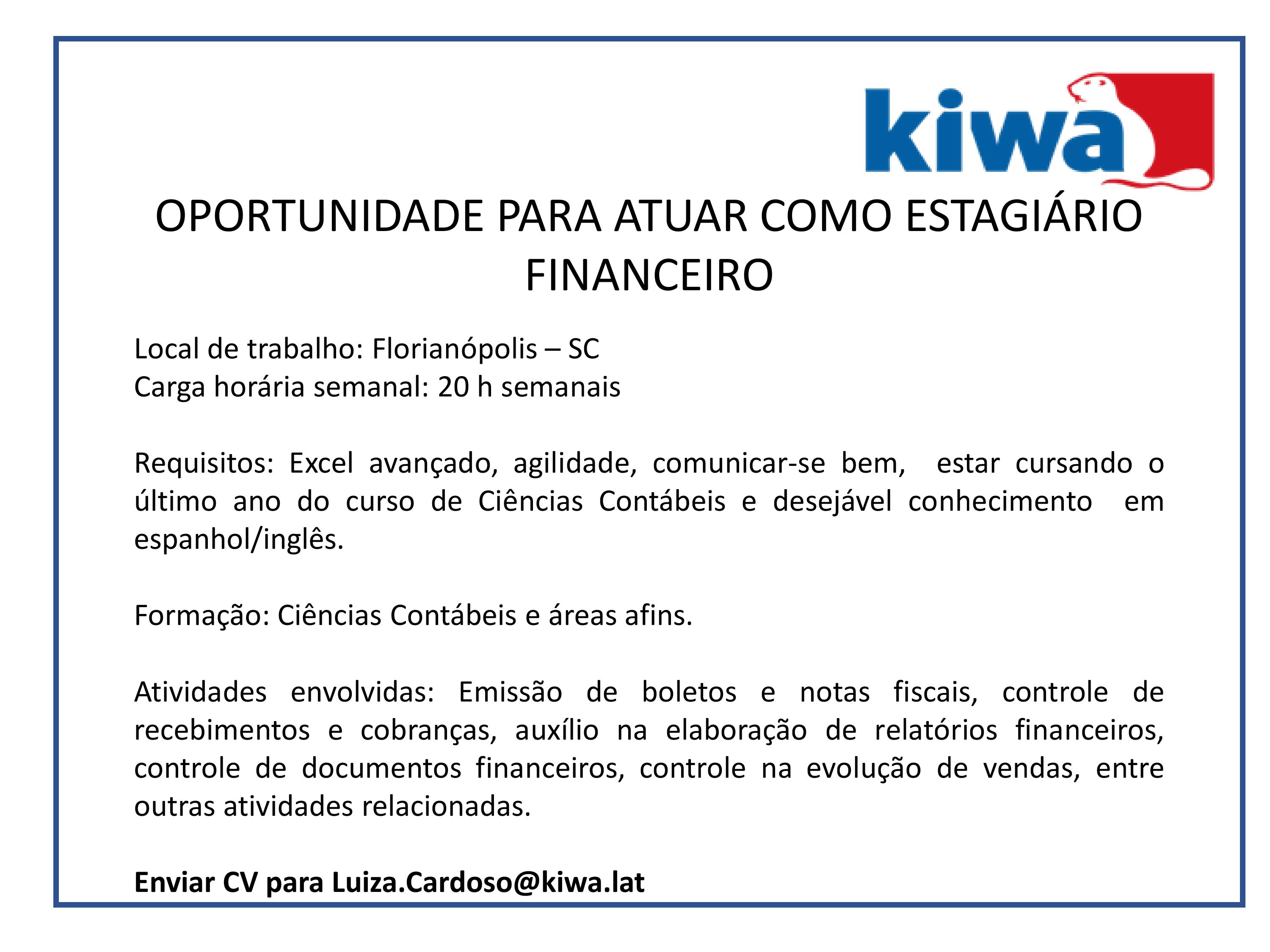 Oportunidade de estágio para Ciências Contábeis